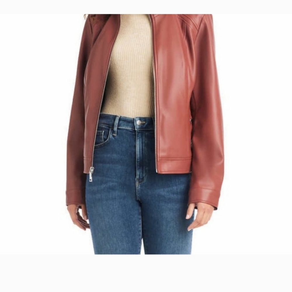 Vince Camuto Womens Faux Leather Jacket, pink nwt - Picture 5 of 7